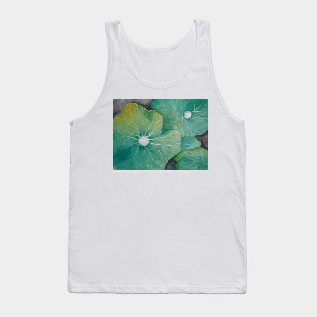 In Rosemary's Garden - Nasturtium Leaf with Dew Drops Tank Top by Heatherian